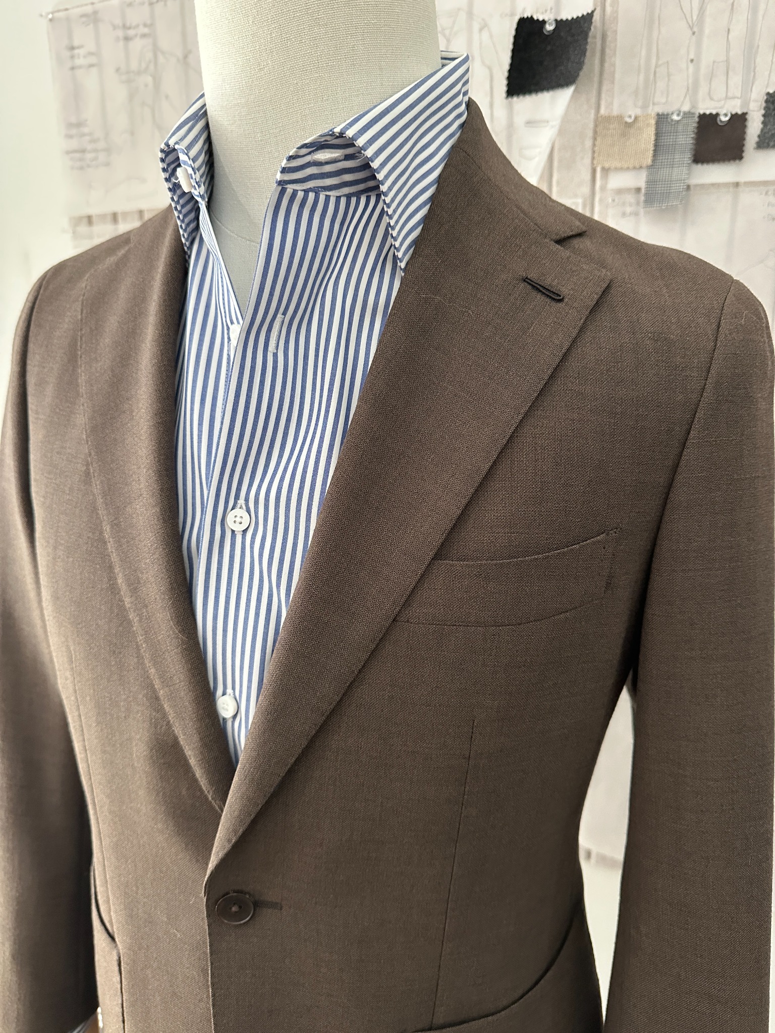 Brown overshirt and drawstring trouser ensemble